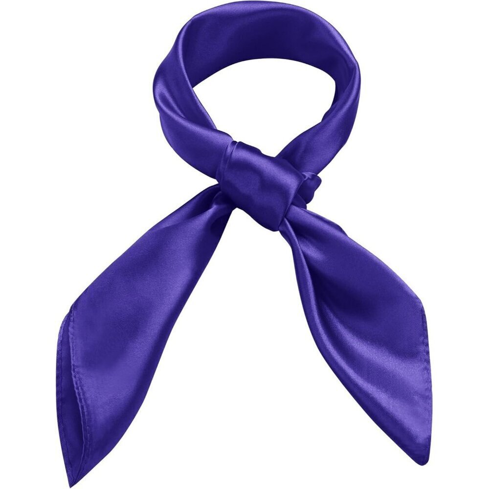 Women's Purple Silk Feeling Scarf 23.6'' Square Satin Scarf Neck Head Bandana